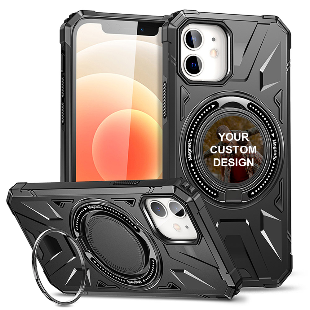 Custom for iPhone 12 Rotatable Invisible Stand MagSafe Case