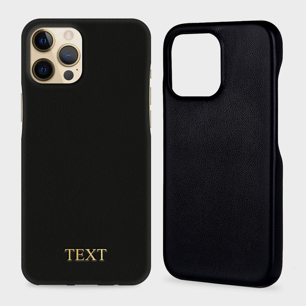 Custom for iPhone 12 Pro Max Initials Engraving Slim Leather Case