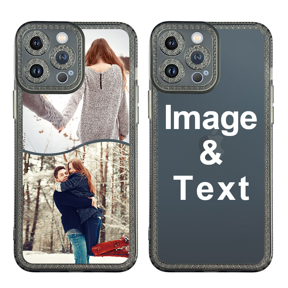 Custom for iPhone 13 Pro Max Clear Rhinestone Case