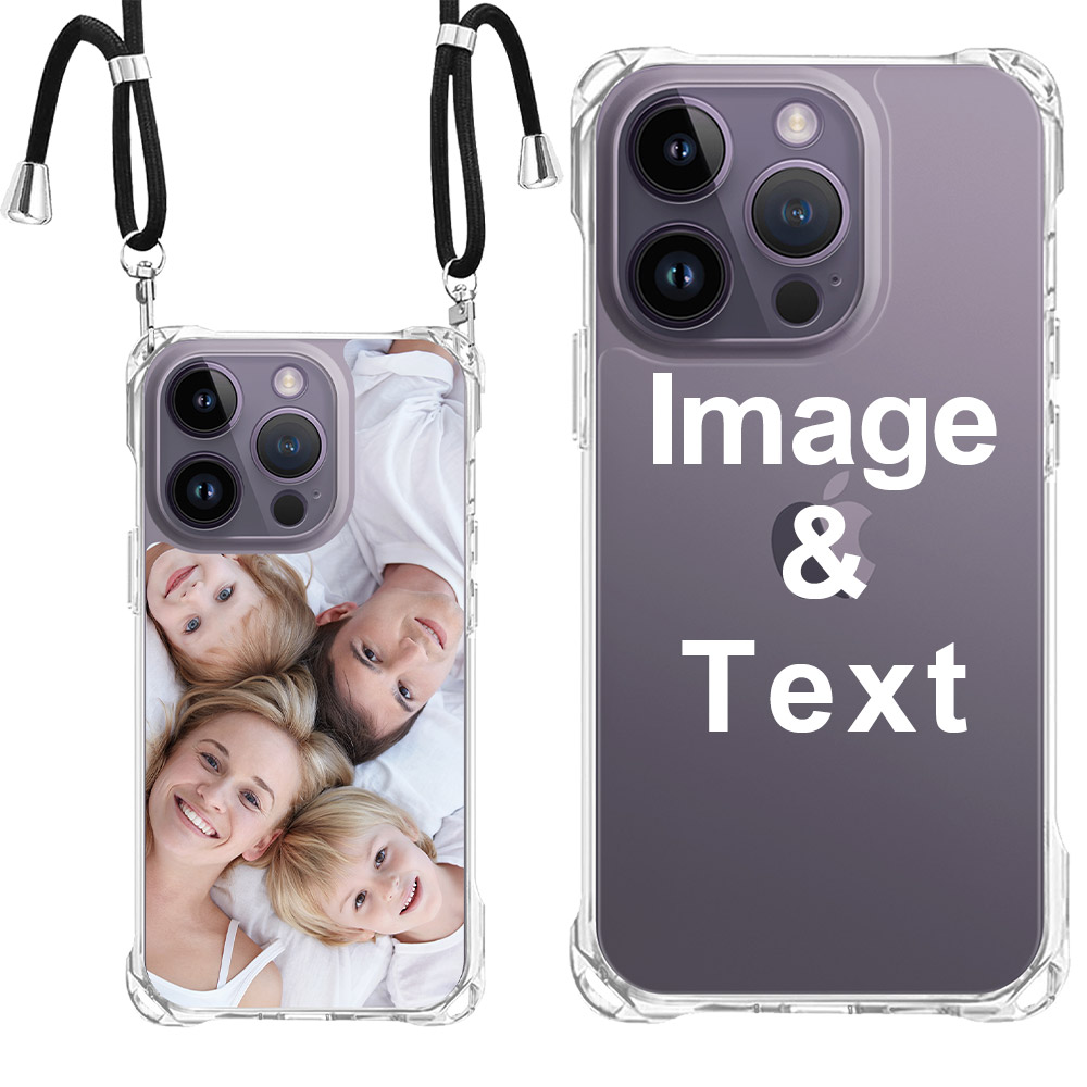 Custom for iPhone 14 Pro Clear Slim Lanyard Case