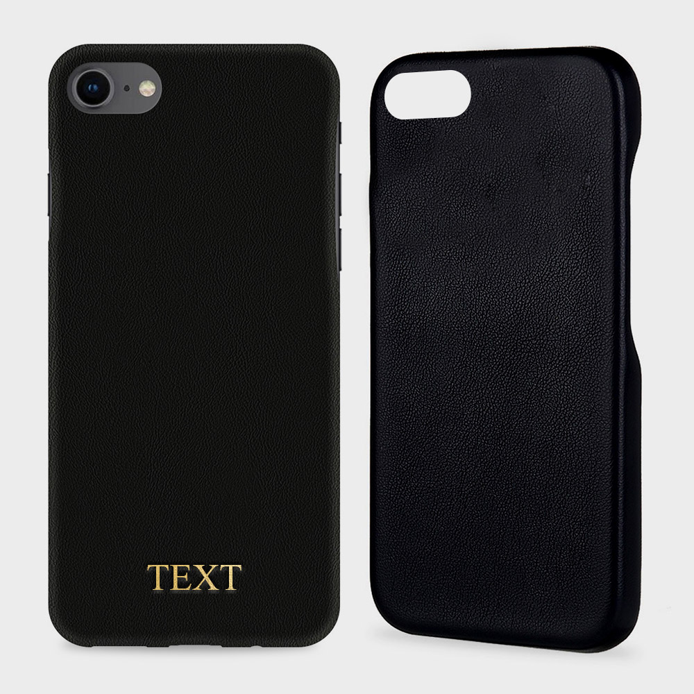 Custom for iPhone 8 Initials Engraving Slim Leather Case