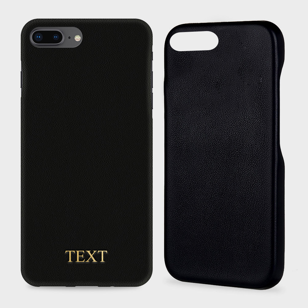 Custom for iPhone 8 Plus Initials Engraving Slim Leather Case