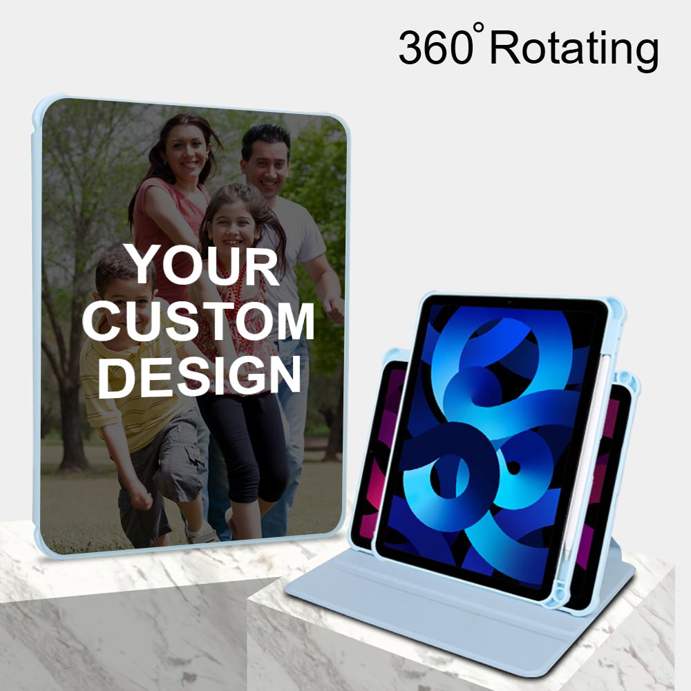 Custom 360 Degree Rotate Stand Protective Case with Clear Back & Smart Sleep/Wake Cover/Pencil Holder for iPad Air 11-inch (2024)