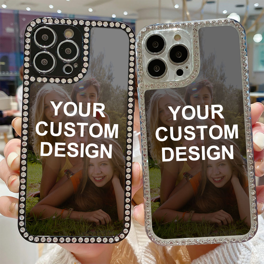 Custom Photo Phone Case,Bling Rhinestone Case